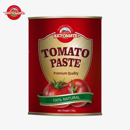 198 غرام معجون الطماطم المعلب OEM يتوافق مع معايير إنتاج ISO HACCP BRC FDA