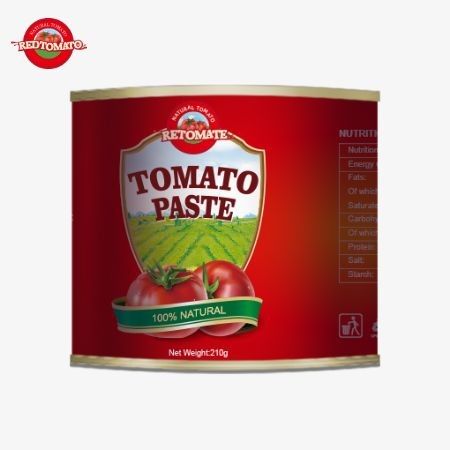 210 غرام من معجون الطماطم المعلب يتم تصنيعه وفقا لمعايير إنتاج ISO HACCP BRC و FDA