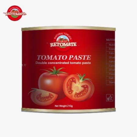 210 غرام من معجون الطماطم المعلب يلتزم بمعايير الإنتاج التي وضعتها ISO HACCP BRC و FDA