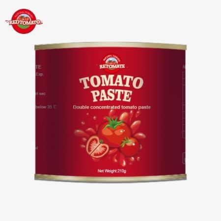 210 غرام من معجون الطماطم المعلب يتوافق مع معايير الإنتاج المحددة من قبل ISO HACCP BRC و FDA