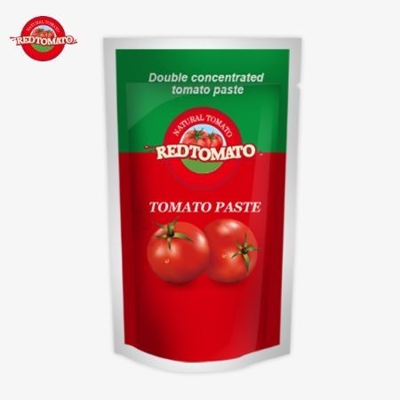 كيس OEM 100g Stand-Up يحتوي على معجون طماطم مركز مزدوج يقدم مستويات نقاء تتراوح من 30٪ إلى 100٪