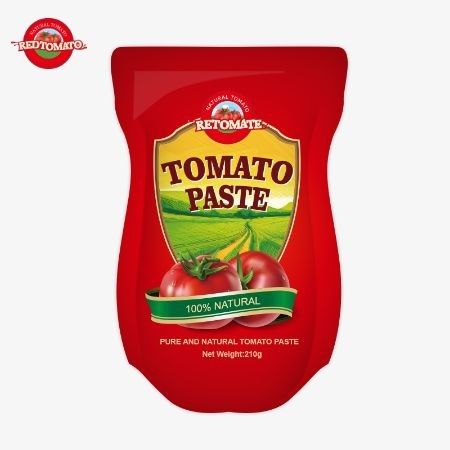 210 غرام في الحقيبة الوقوف معجون الطماطم يتم تصنيعه وفقا لمعايير إنتاج ISO HACCP BRC و FDA
