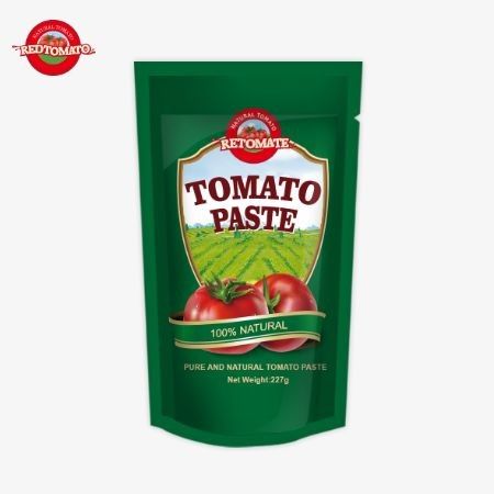 معجون طماطم ISO كيس 227g معجون طماطم مركز مزدوج مع نقاء يتراوح من 30٪ إلى 100٪