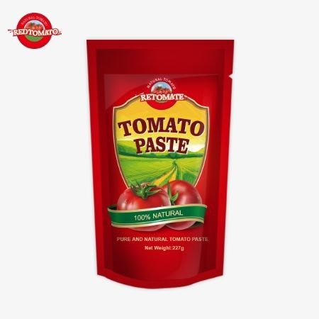 معجون طماطم ISO كيس 227g معجون طماطم مركز مزدوج مع نقاء يتراوح من 30٪ إلى 100٪