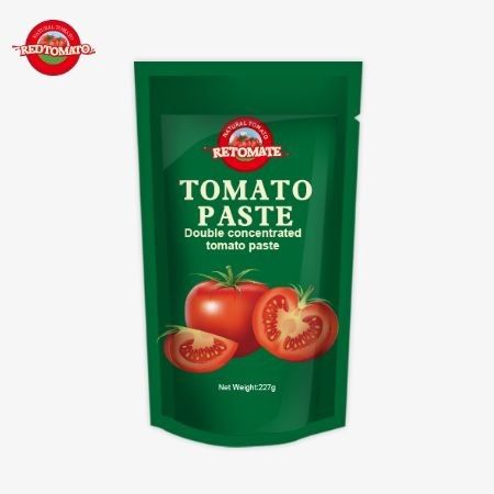 معجون طماطم ISO كيس 227g معجون طماطم مركز مزدوج مع نقاء يتراوح من 30٪ إلى 100٪
