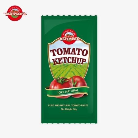 كيتشاب الطماطم OEM كيس صغير 30 غرام طعم حلو وحامض نكهة طبيعية نقية معايير ISO HACCP BRC FDAl