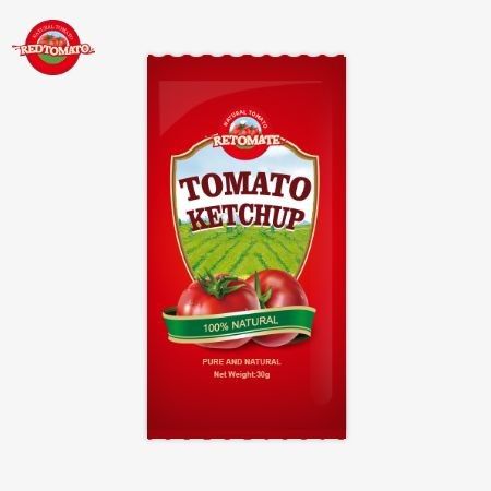 كيتشاب الطماطم من كيس OEM صغير 30 غرام مع نكهة طبيعية نقية، وفقًا لمعايير ISO HACCP BRC و FDA