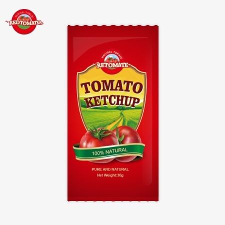 كيس كيتشب طماطم من نوع OEM 30 غرام مع نكهة طبيعية نقية متوافقة مع معايير ISO HACCP BRC و FDA