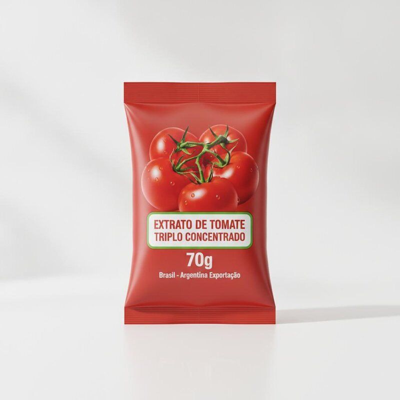 معجون طماطم مركز ثلاثي 70 جرام، عبوة قائمة، تصدير تجزئة البرازيل والأرجنتين