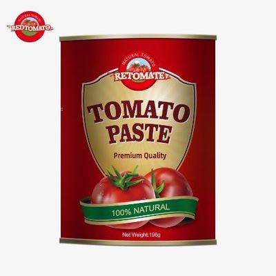 198 غرام معجون الطماطم المعلب OEM يتوافق مع معايير إنتاج ISO HACCP BRC FDA