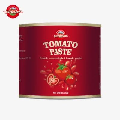 210 غرام من معجون الطماطم المعلب يتوافق مع معايير الإنتاج المحددة من قبل ISO HACCP BRC و FDA