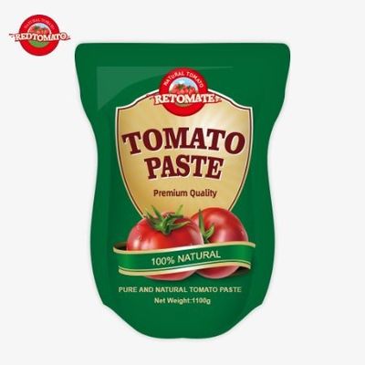 1100 غرام حقيبة قائمة من معجون الطماطم تتوافق مع معايير ISO HACCP و BRC لضمان الالتزام بأسعار المصنع