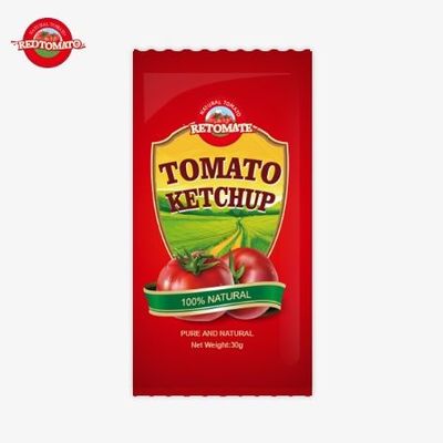 كيس كيتشب طماطم من نوع OEM 30 غرام مع نكهة طبيعية نقية متوافقة مع معايير ISO HACCP BRC و FDA