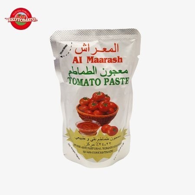 70 جرام كيس معجون طماطم مركز قائم بذاته إلى مستوى بركس 22-24%، مع توفير تصميم العلامة التجارية والتعبئة والتغليف